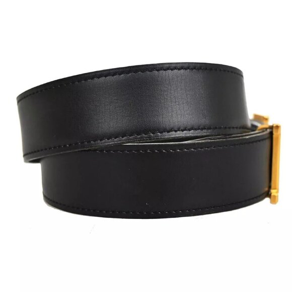 HERMES H Logo Constance Reversible Buckle Belt Leather #70 Black Green 35RH307 - Picture 12 of 12